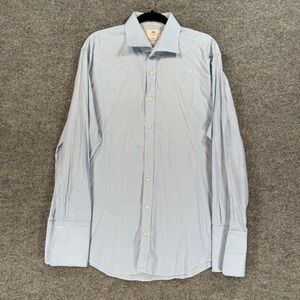 Hawes & Curtis Dress Shirt Mens 16.5-34 Blue Micro Houndstooth French Cuff